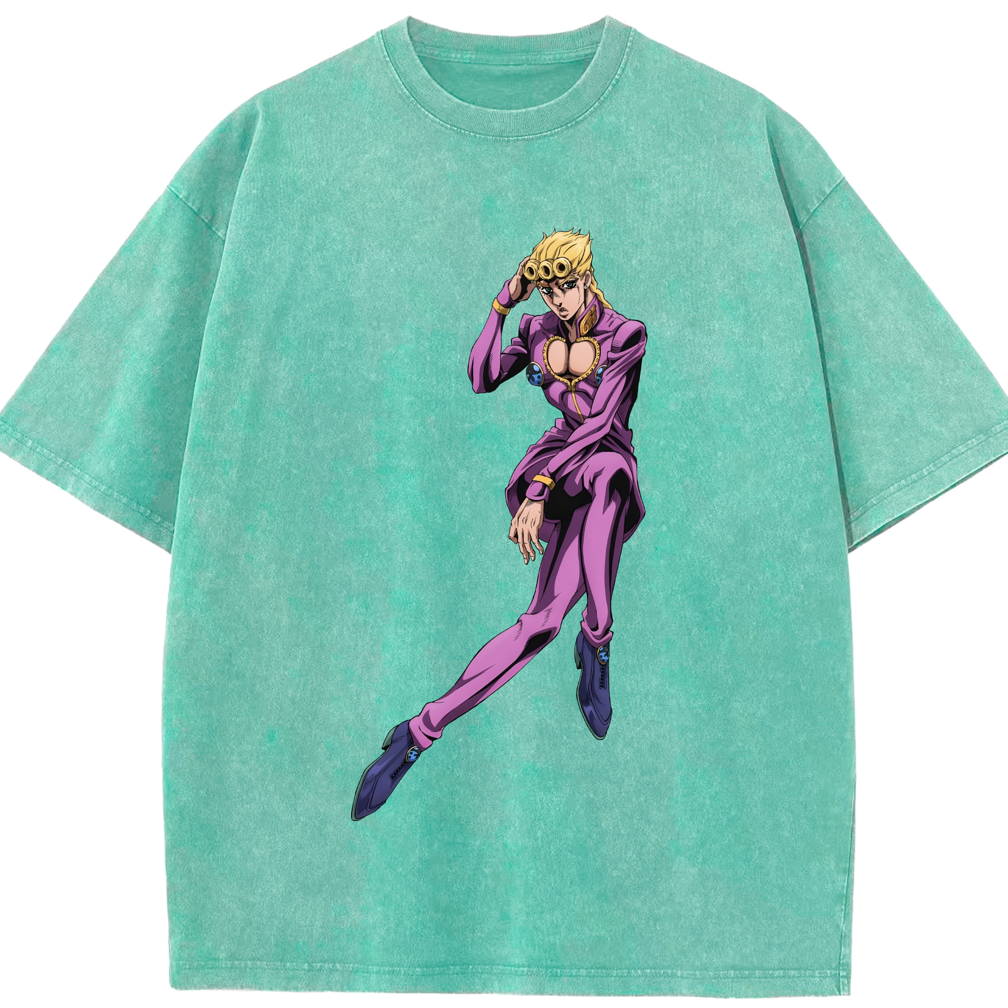 （画像用） ジョジョの奇妙な冒険 ジョルノ?ジョバァーナ JoJo's Bizarre Adventure Giorno Giovanna 綿100% ヴィンテージ風 半袖Tシャツ（フロントプリント）